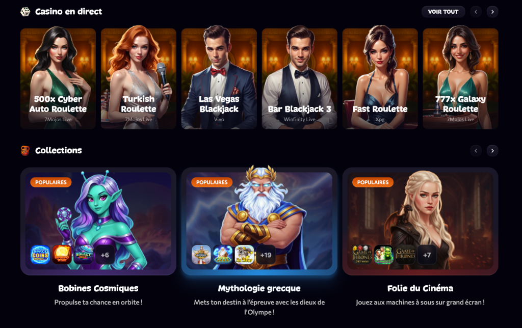 Casino en direct, collections et machines à sous populaires sur Aphrodite Casino